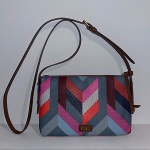 Fossil Fiona Multi Geometric Print Crossbody Purse